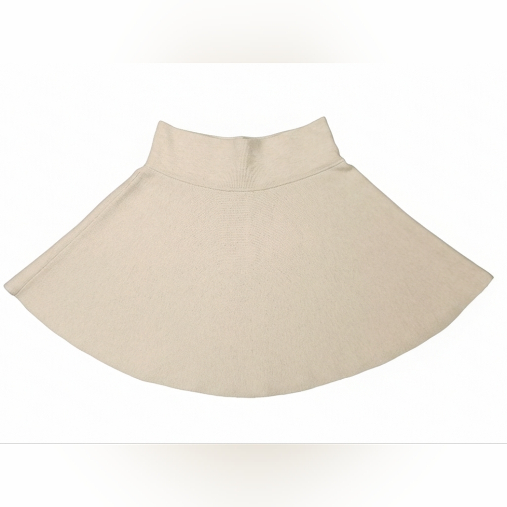 A New Day Womens Cream Flared Fleece Knit Mini Skirt A-line Soft Y2K - Sz S